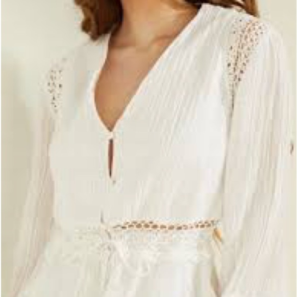 Guess V-neck blouse with lace inserts